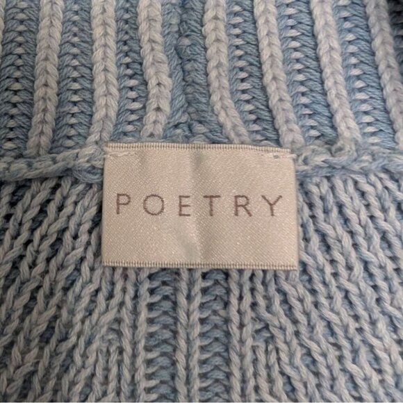 Poetry Ribbed Cardigan Womens Size 16/18 Blue 100% Cotton Open Front Sweater - Picture 4 of 10